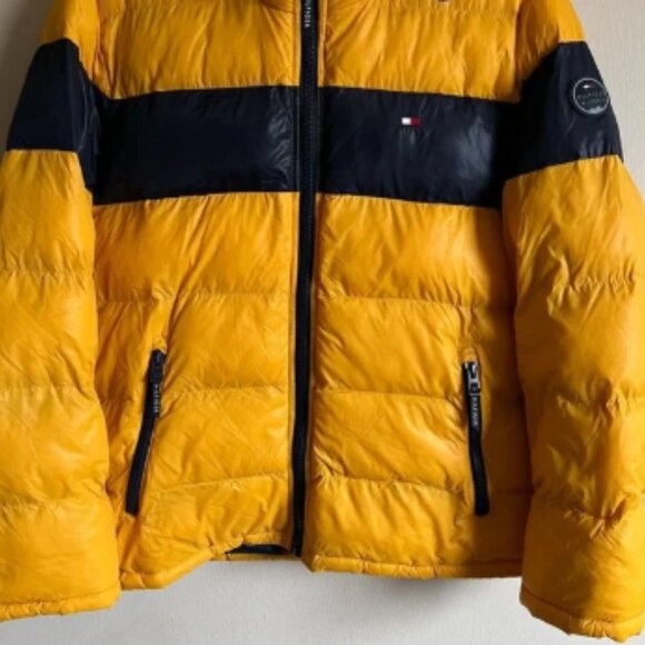 TOMMY HILFIGER Men's Quilted Color Block Hooded Puffer Jacket - Size L - Picture 4 of 11